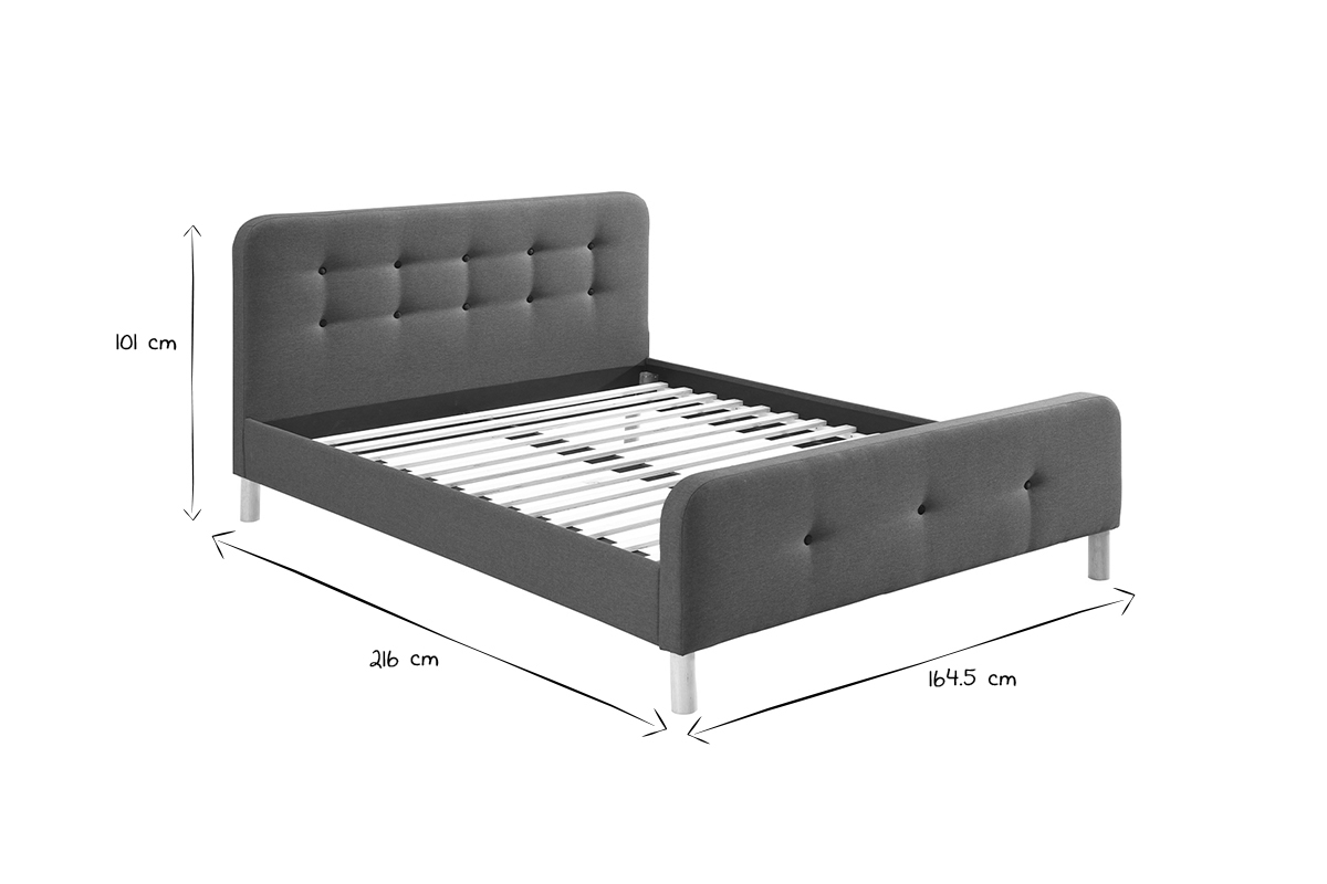 Letto capitonato tessuto grigio scuro 160 x 200cm HOLSEN