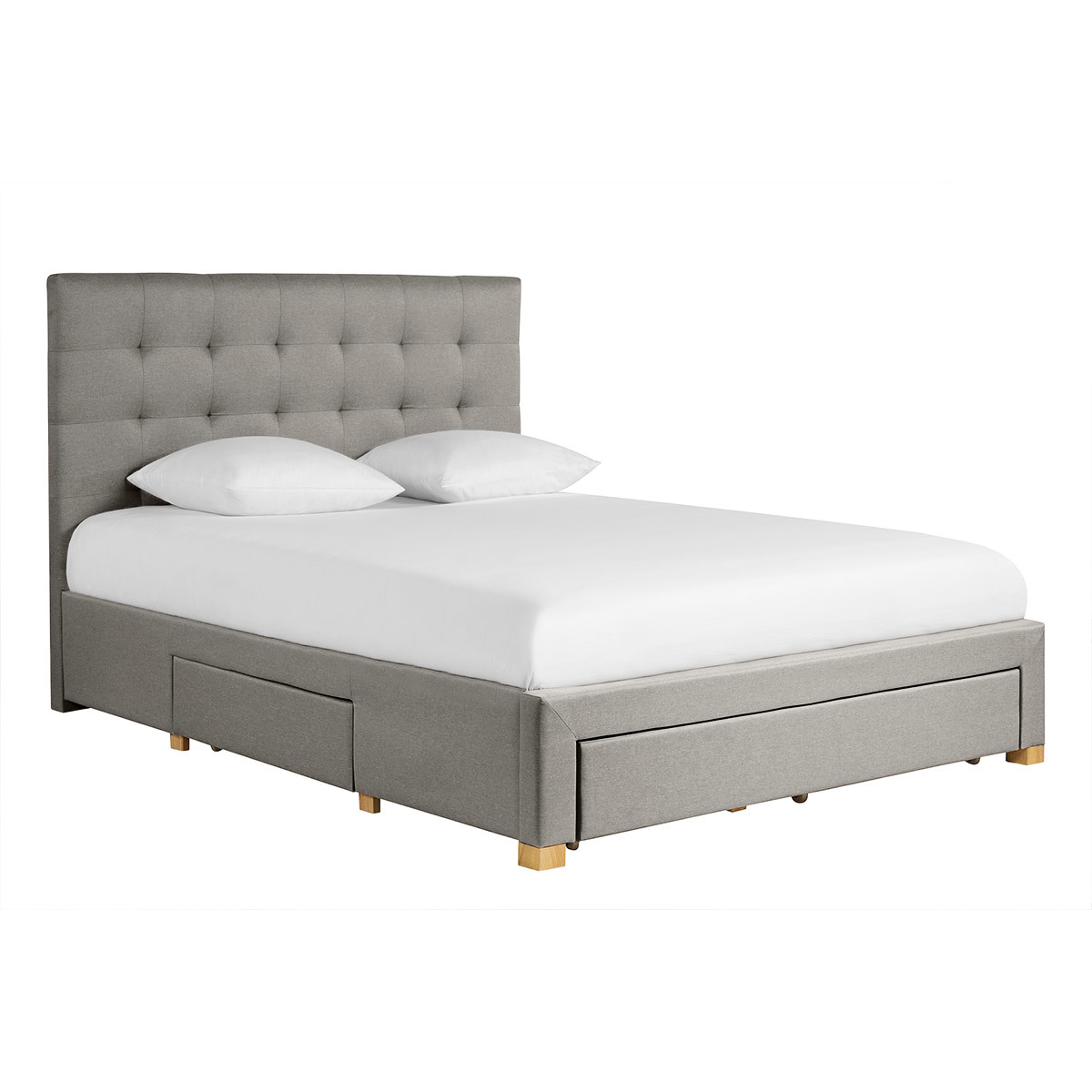 Letto con cassetti matrimoniale 160x200 cm in tessuto grigio chiaro RENO