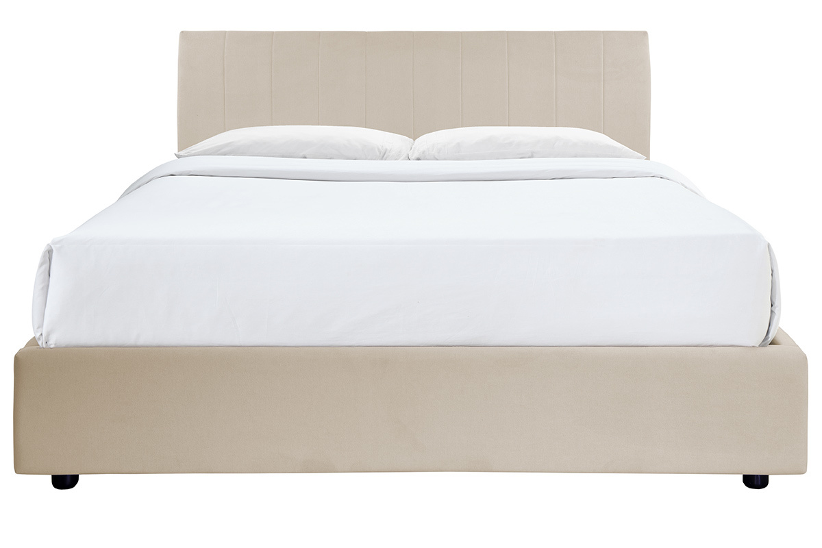 Letto contenitore 160x200 cm in tessuto Beige chiaro SOGNO