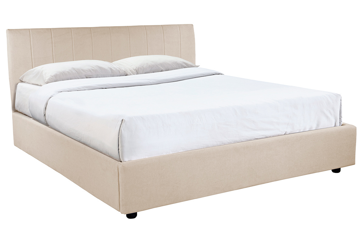 Letto contenitore 160x200 cm in tessuto Beige chiaro SOGNO