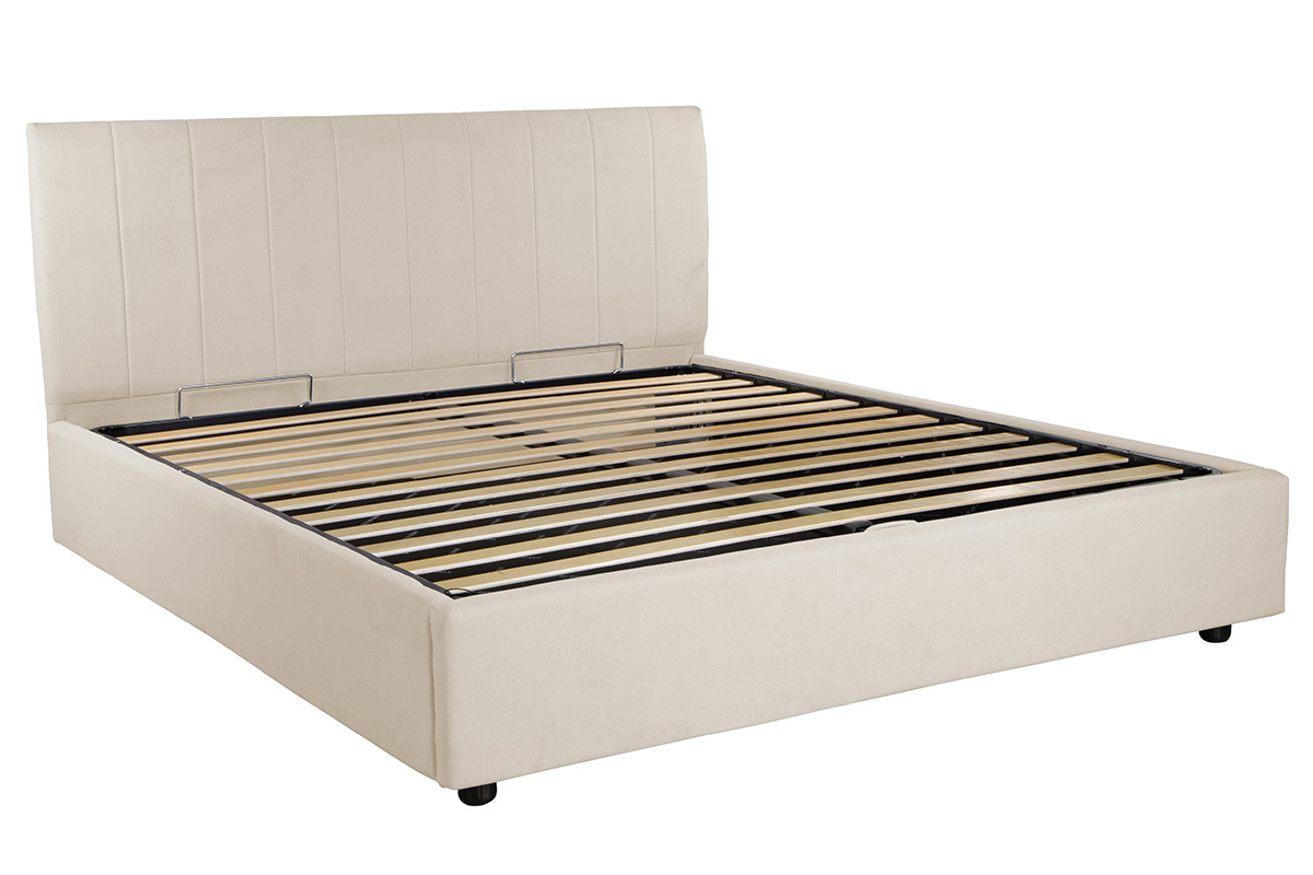 Letto contenitore 160x200 cm in tessuto Beige chiaro SOGNO