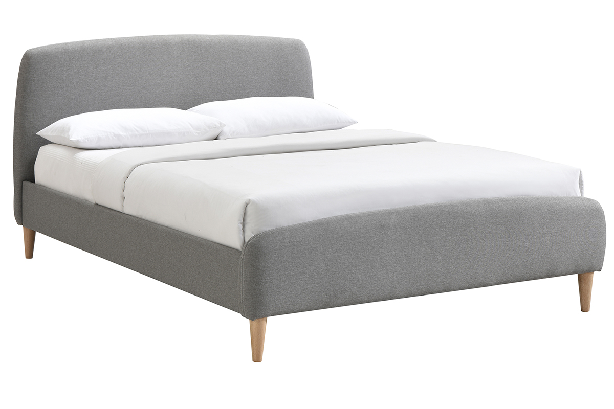 Letto design in tessuto Grigio legno 140 x 200 NIELS