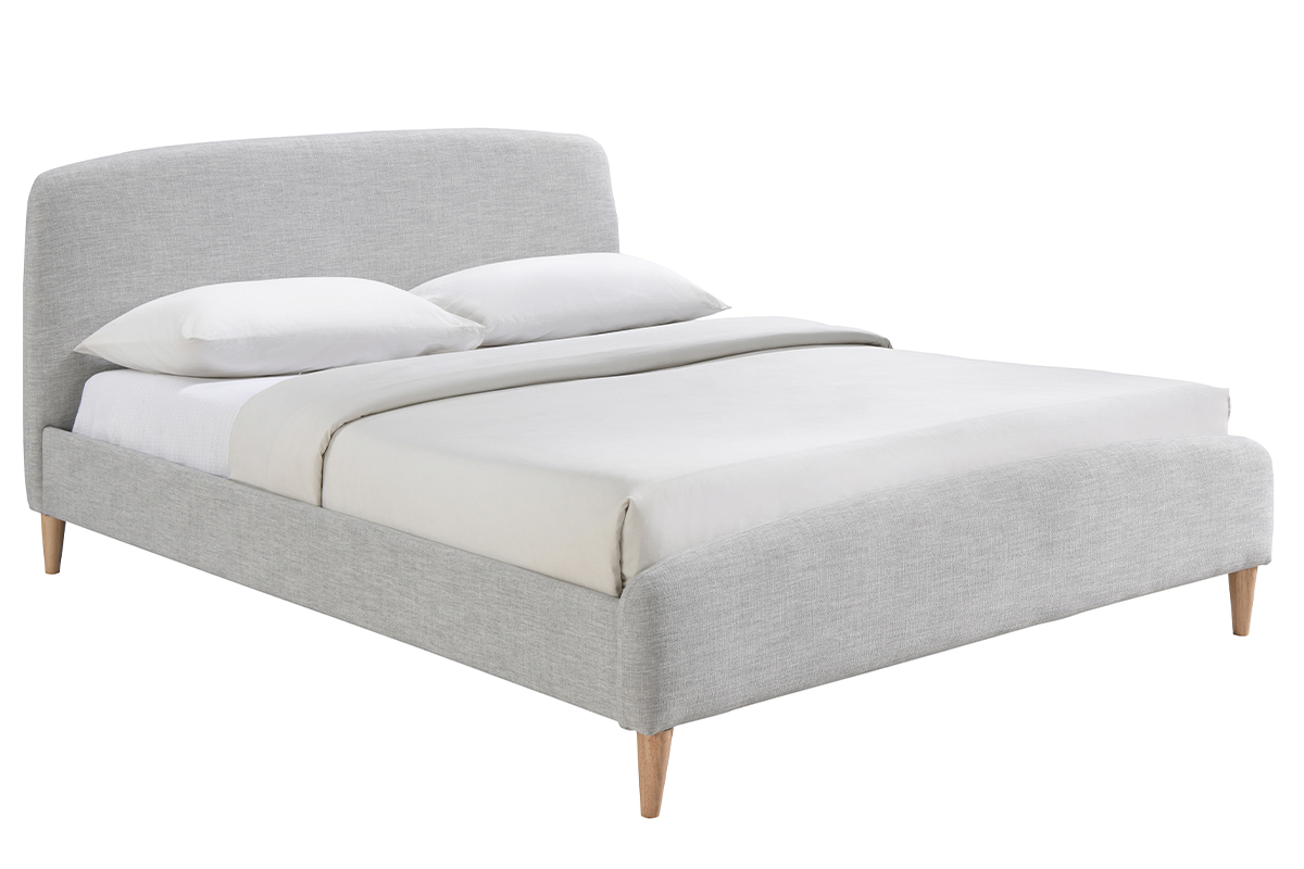 Letto design in tessuto Grigio legno 160 x 200 NIELS