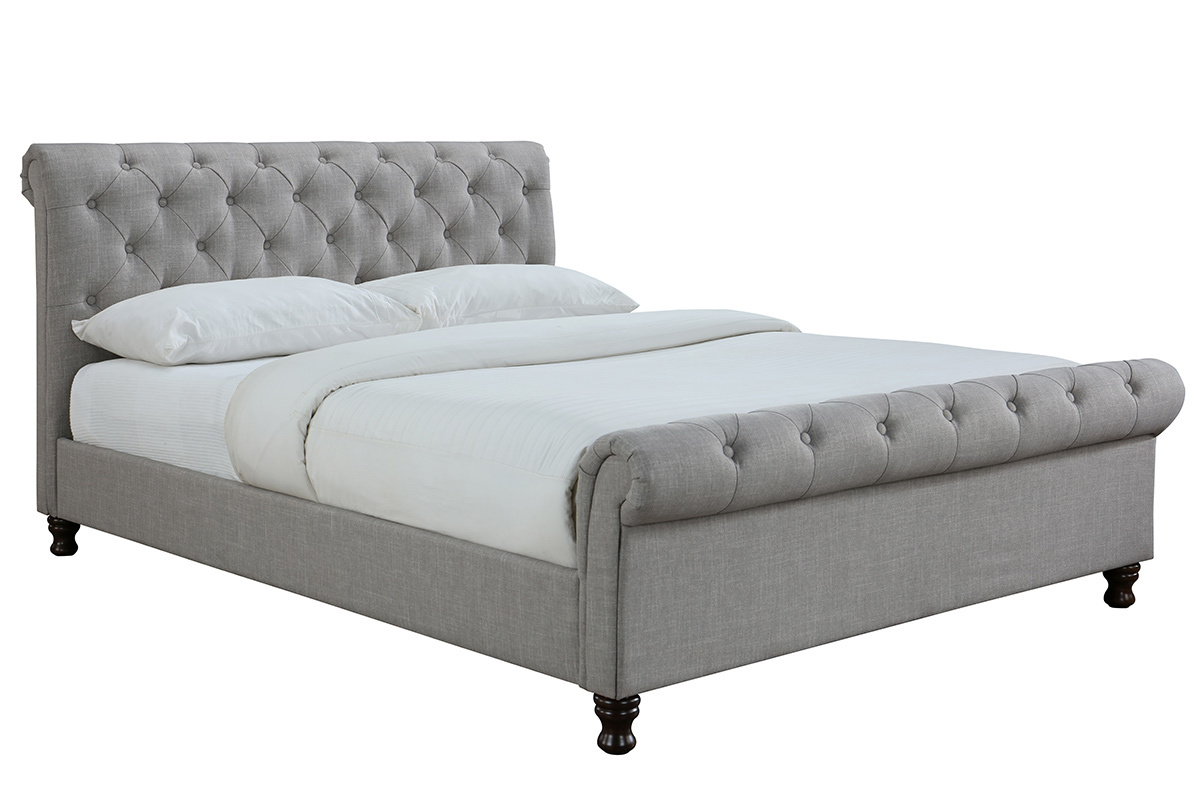 Letto design matrimoniale 160*200 lino grigio RILEY