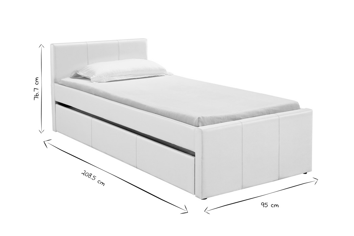 Letto estraibile 90 x 195 PU bianco MACCO