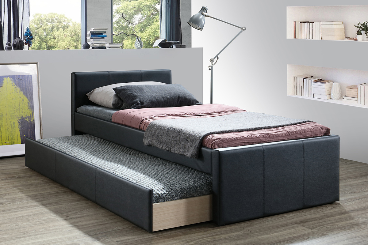 Letto estraibile 90 x 195 PU nero opaco MACCO