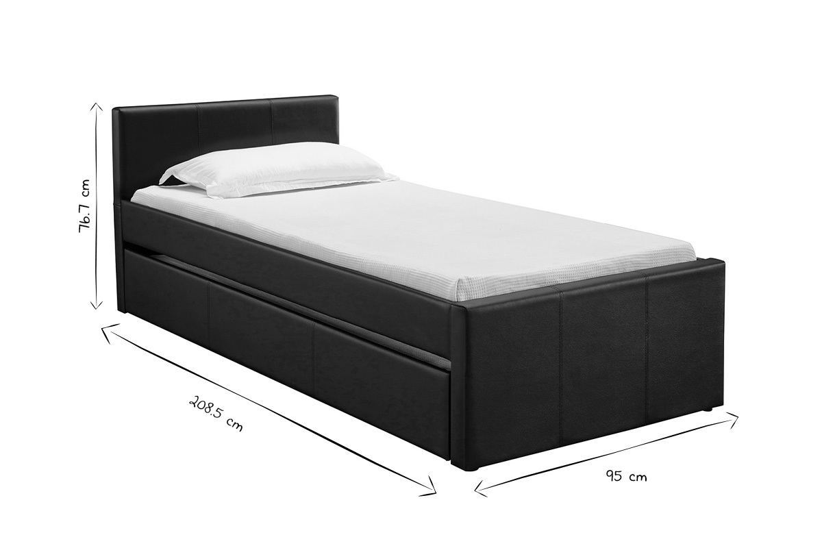 Letto estraibile 90 x 195 PU nero opaco MACCO