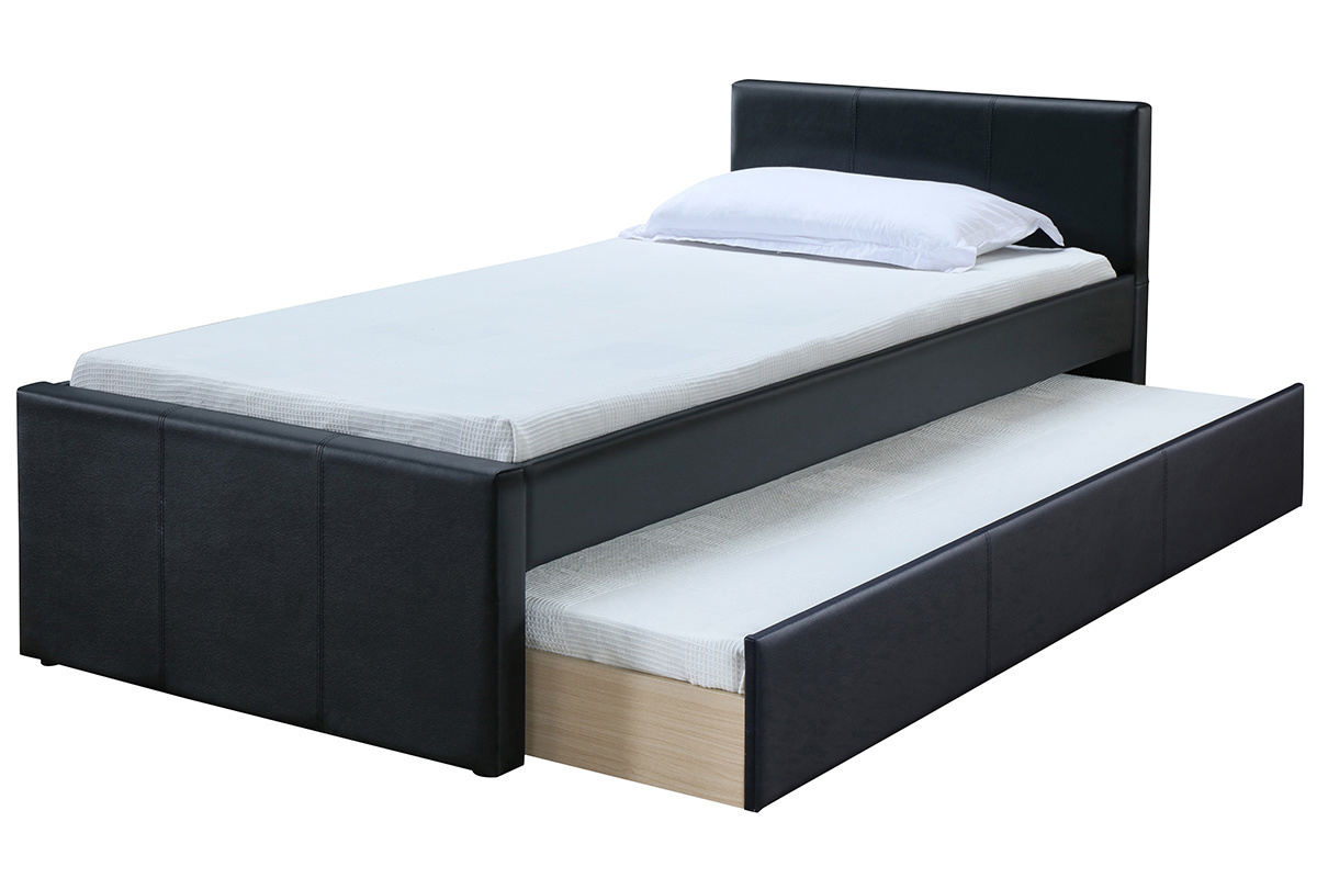 Letto estraibile 90 x 195 PU nero opaco MACCO