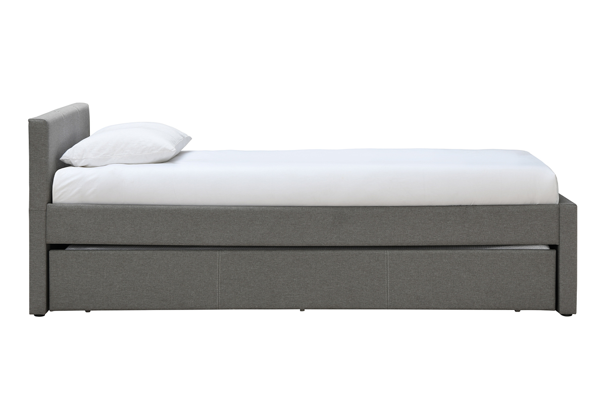 Letto estraibile bambino 90 x 195 cm tessuto grigio MACCO