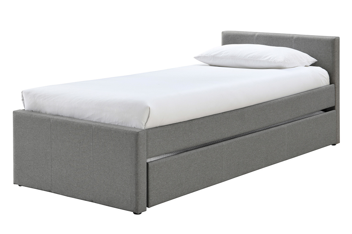 Letto estraibile bambino 90 x 195 cm tessuto grigio MACCO