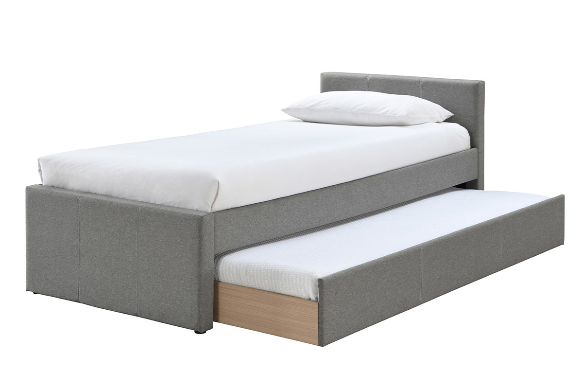 Letto estraibile bambino 90 x 195 cm tessuto grigio MACCO