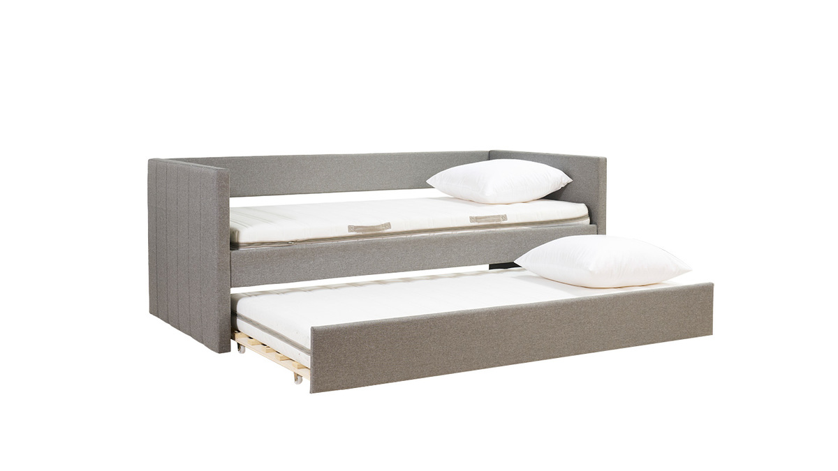 Letto estraibile in tessuto grigio 90x190 cm ELIE