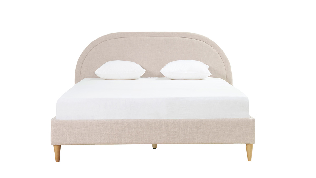 Letto matrimoniale 160x200 in tessuto beige CHARLINE