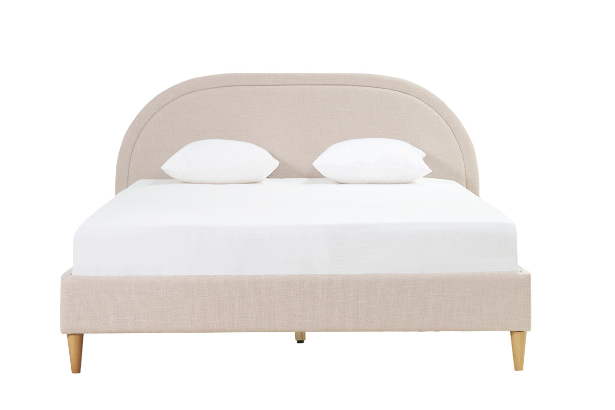 Letto matrimoniale 160x200 in tessuto beige CHARLINE