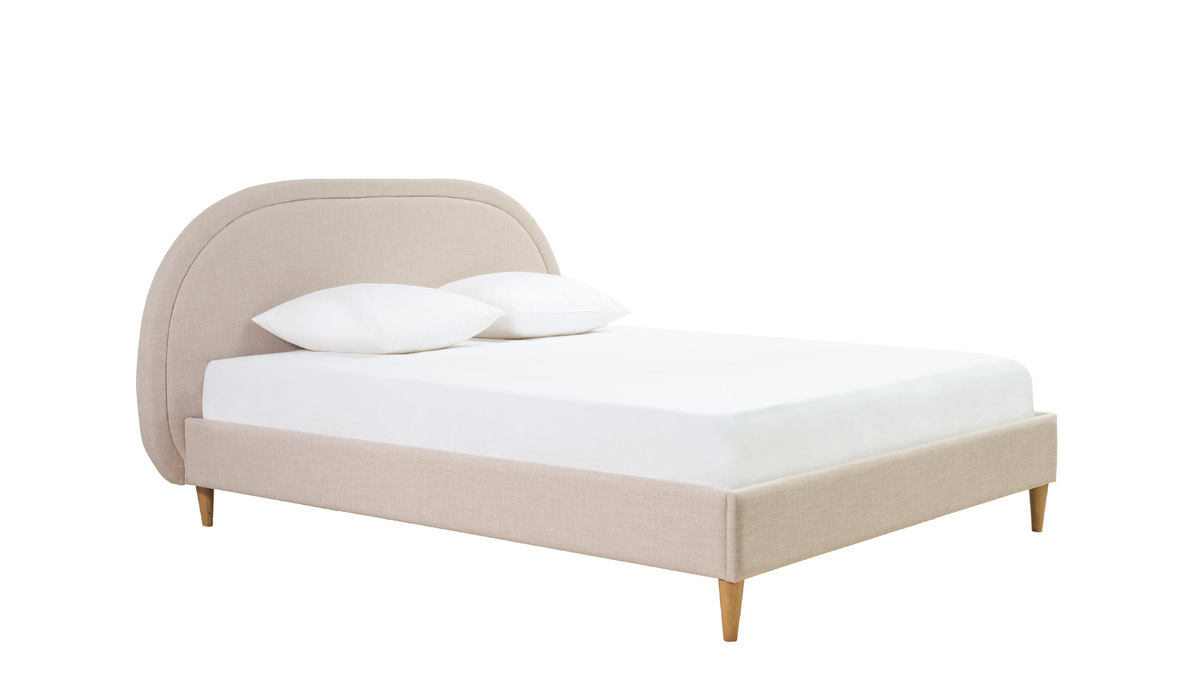 Letto matrimoniale 160x200 in tessuto beige CHARLINE