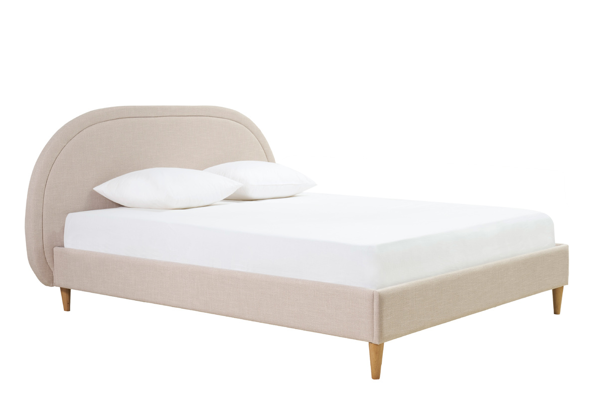 Letto matrimoniale 160x200 in tessuto beige CHARLINE