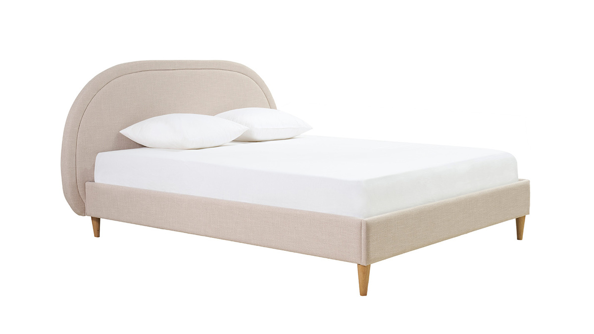 Letto matrimoniale 160x200 in tessuto beige CHARLINE