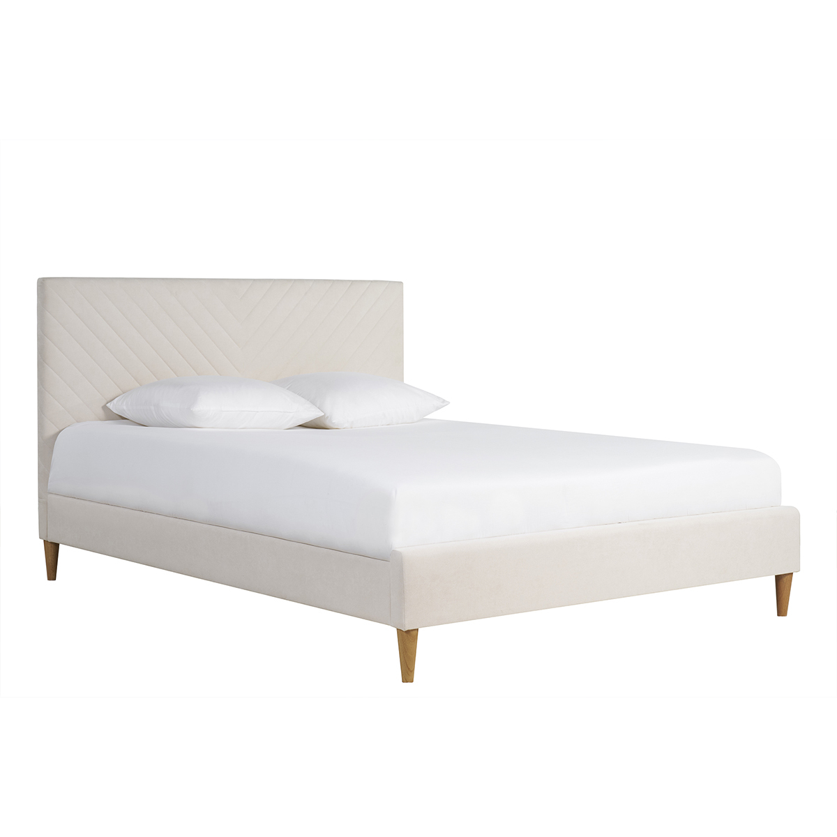 Letto matrimoniale 160x200 in tessuto beige SIDONIE