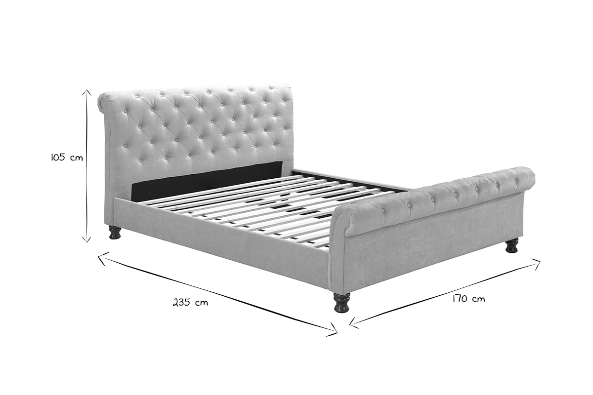 Letto matrimoniale 160x200 velluto capitonne RILEY