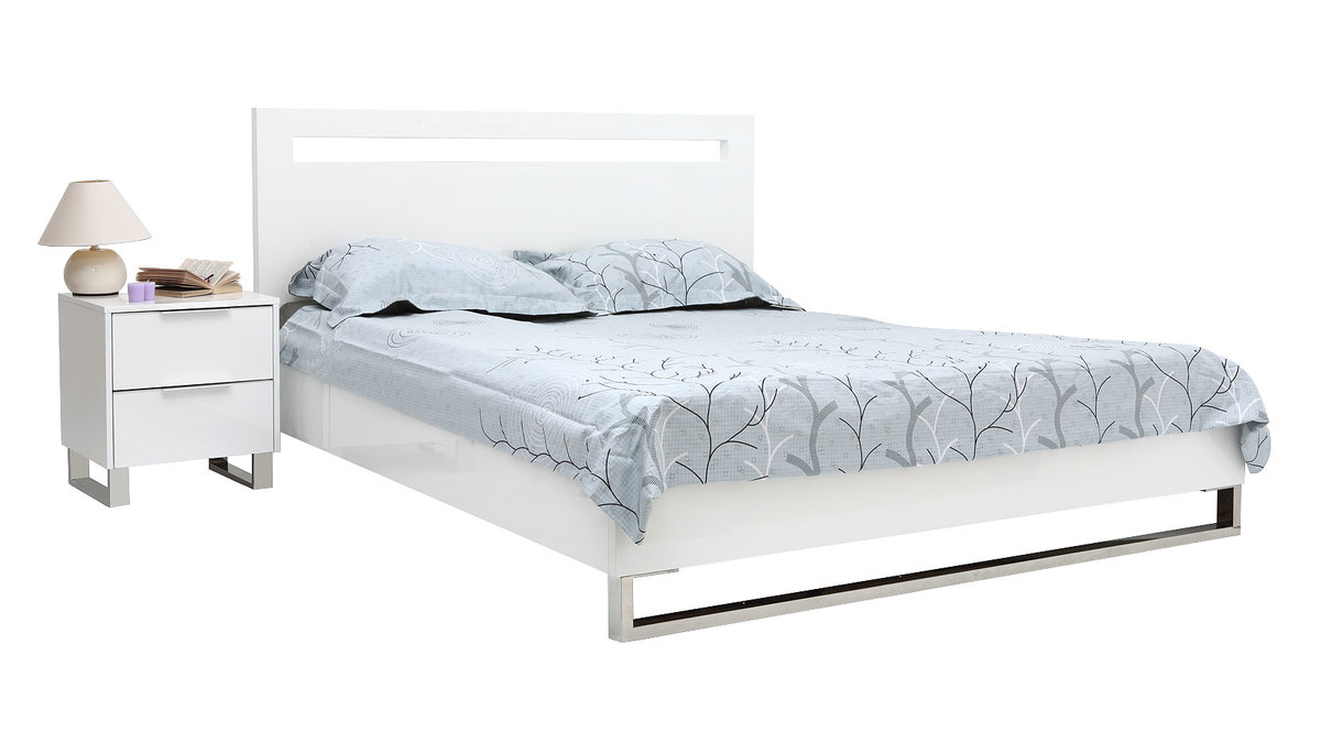 Letto matrimoniale design laccato bianco  160x200 HALIFAX