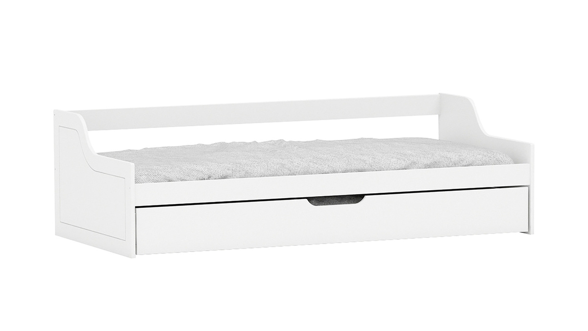 Letto per bambini con cassetto 90x200 pino bianco THEO