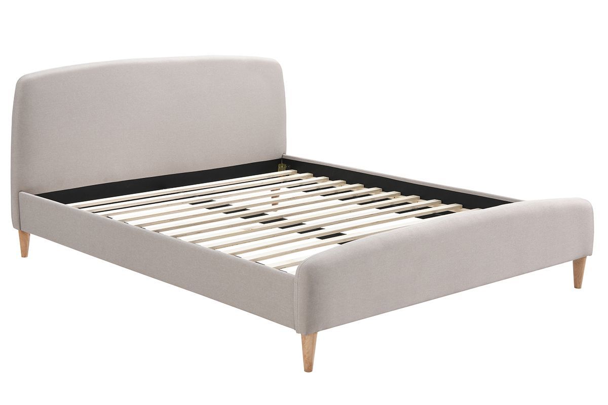 Letto scandinavo 160 x 200cm tessuto beige NIELS