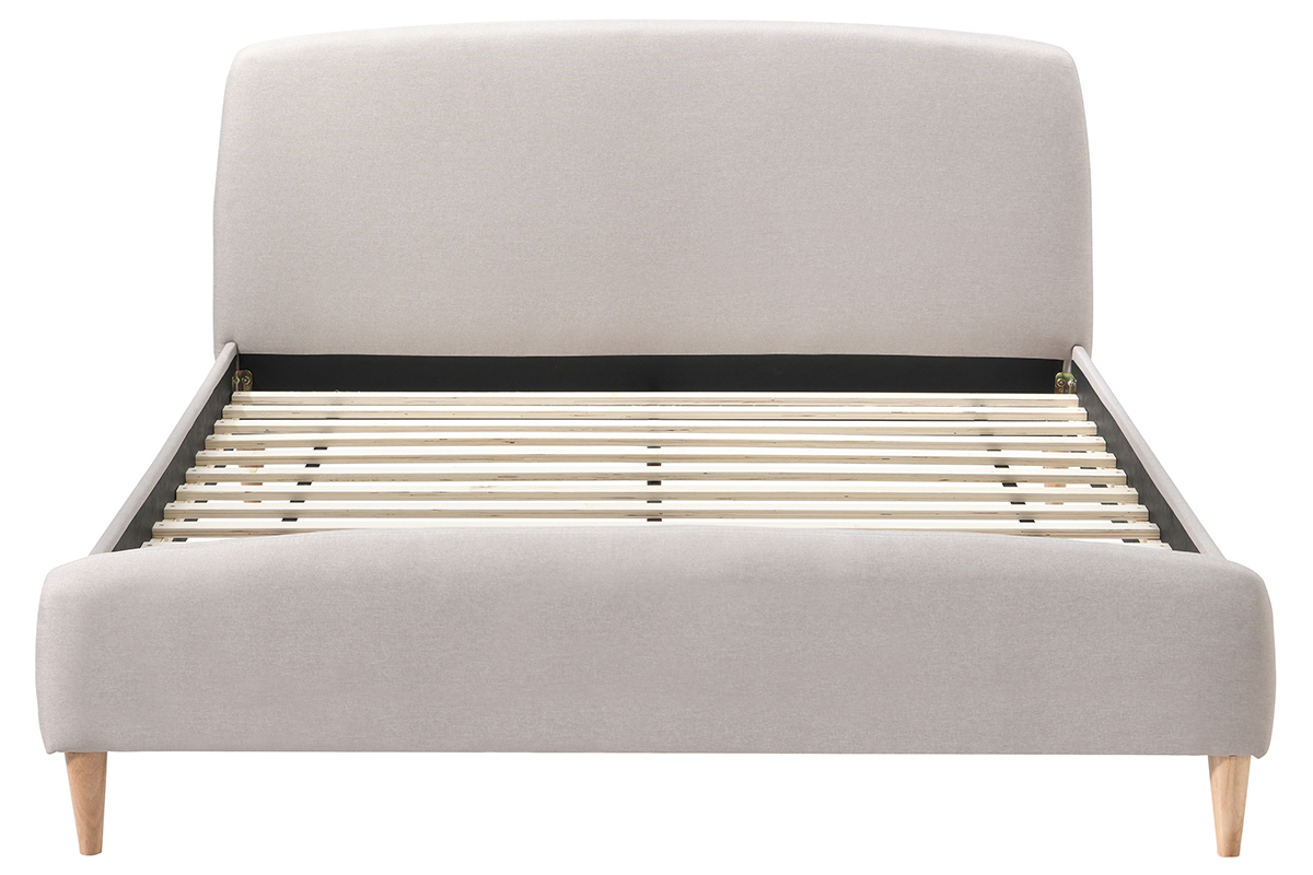 Letto scandinavo 160 x 200cm tessuto beige NIELS