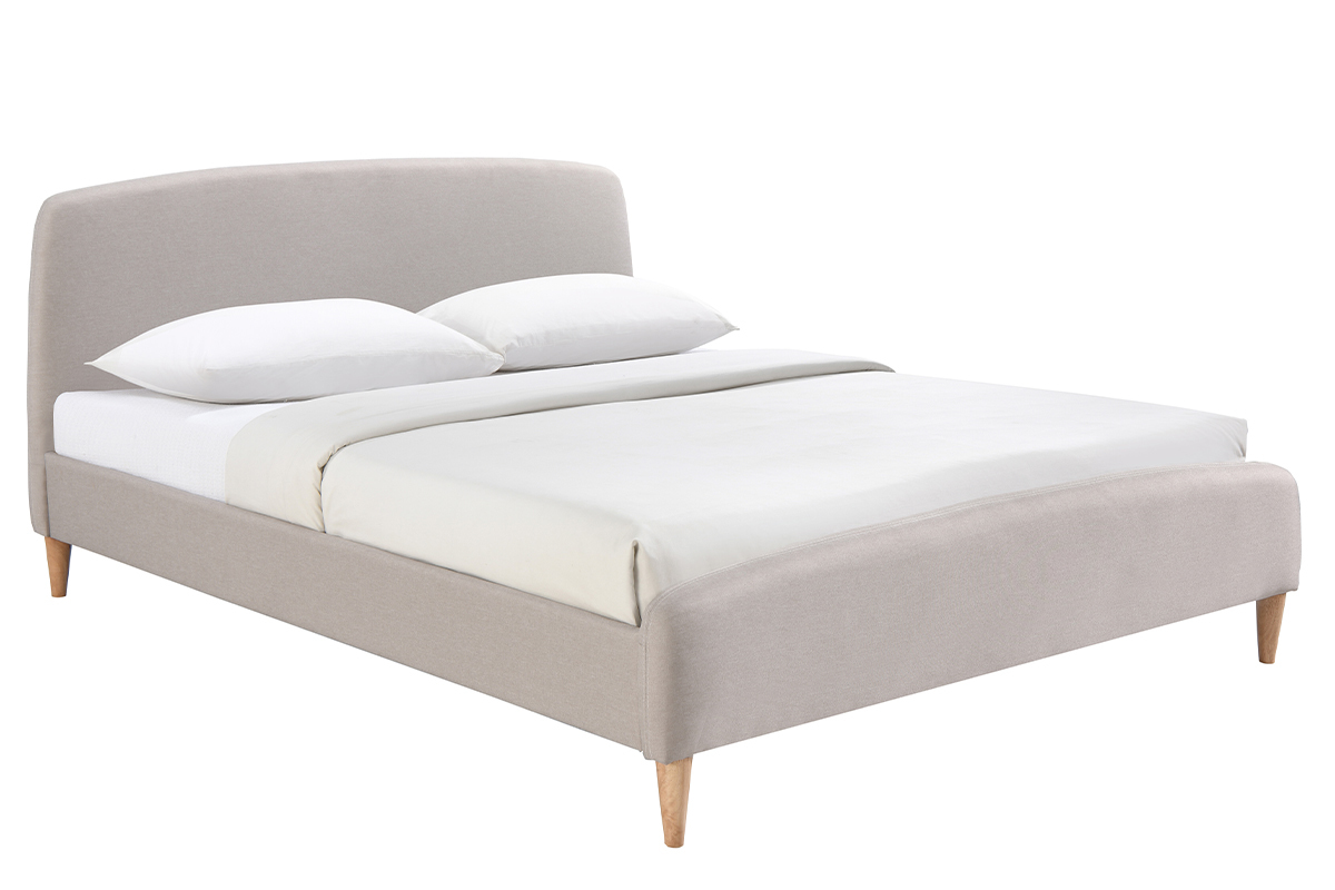 Letto scandinavo 160 x 200cm tessuto beige NIELS