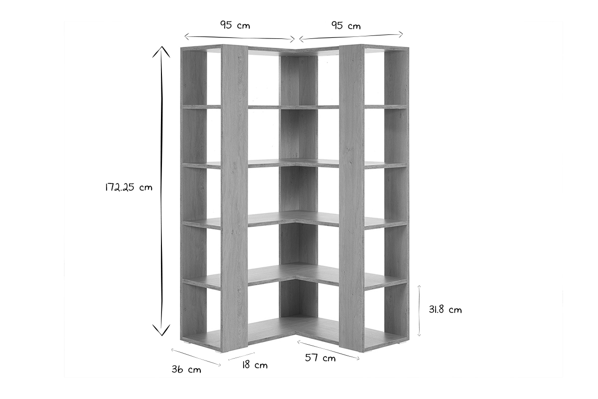 Libreria a ripiani angolare finitura legno chiaro rovere L95 cm MUSSO