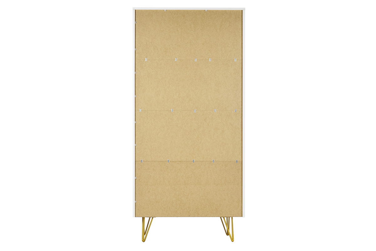 Libreria design con incisioni bianco opaco e metallo dorato 2 ante L86 cm OZEN