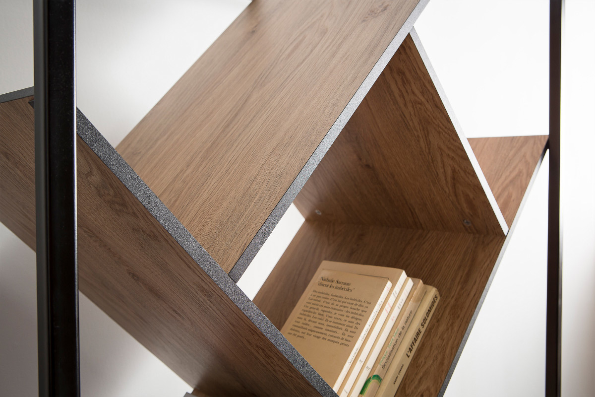 Libreria design in legno e metallo Nero TAULA