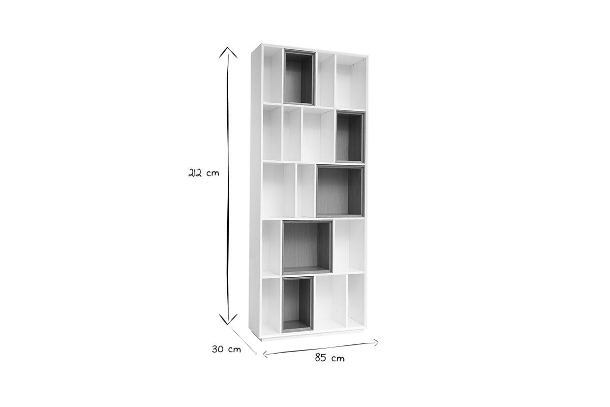 Libreria design modulabile Bianco e quercia JAZZ