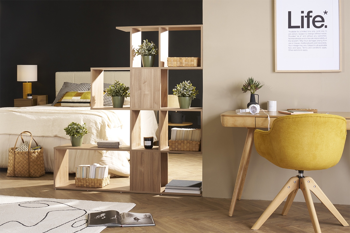 Libreria divisoria di design effetto rovere H147 cm COMO