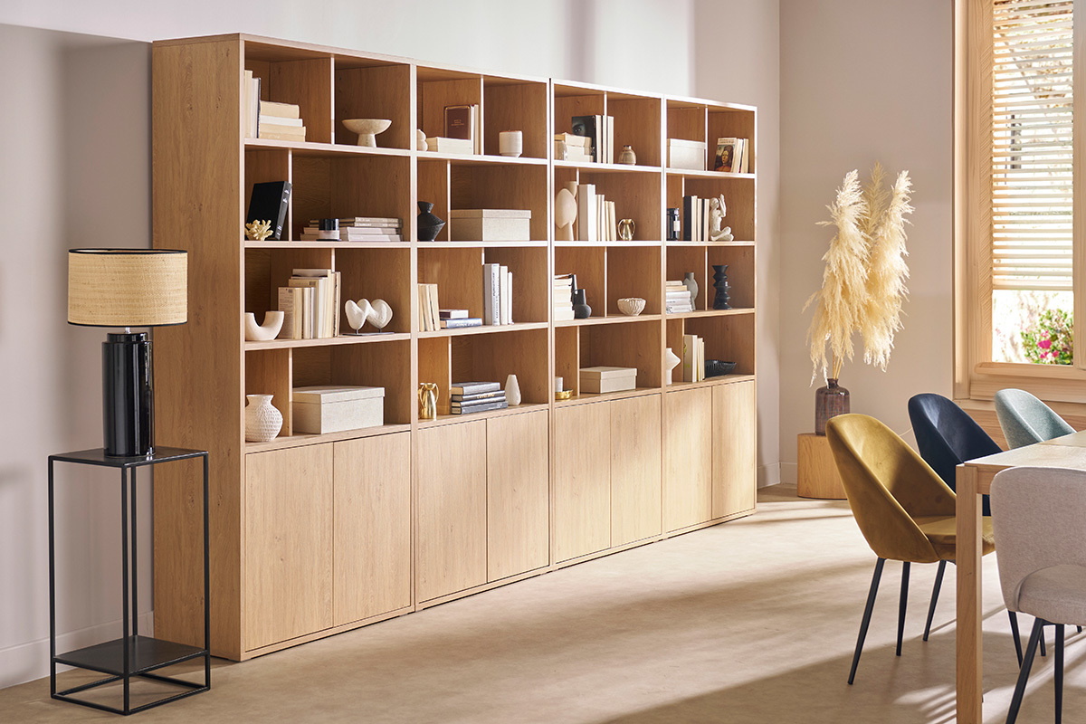 Libreria finitura legno chiaro rovere L92 cm NAGANO