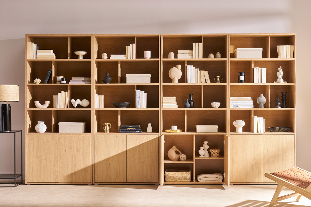 Libreria finitura legno chiaro rovere L92 cm NAGANO