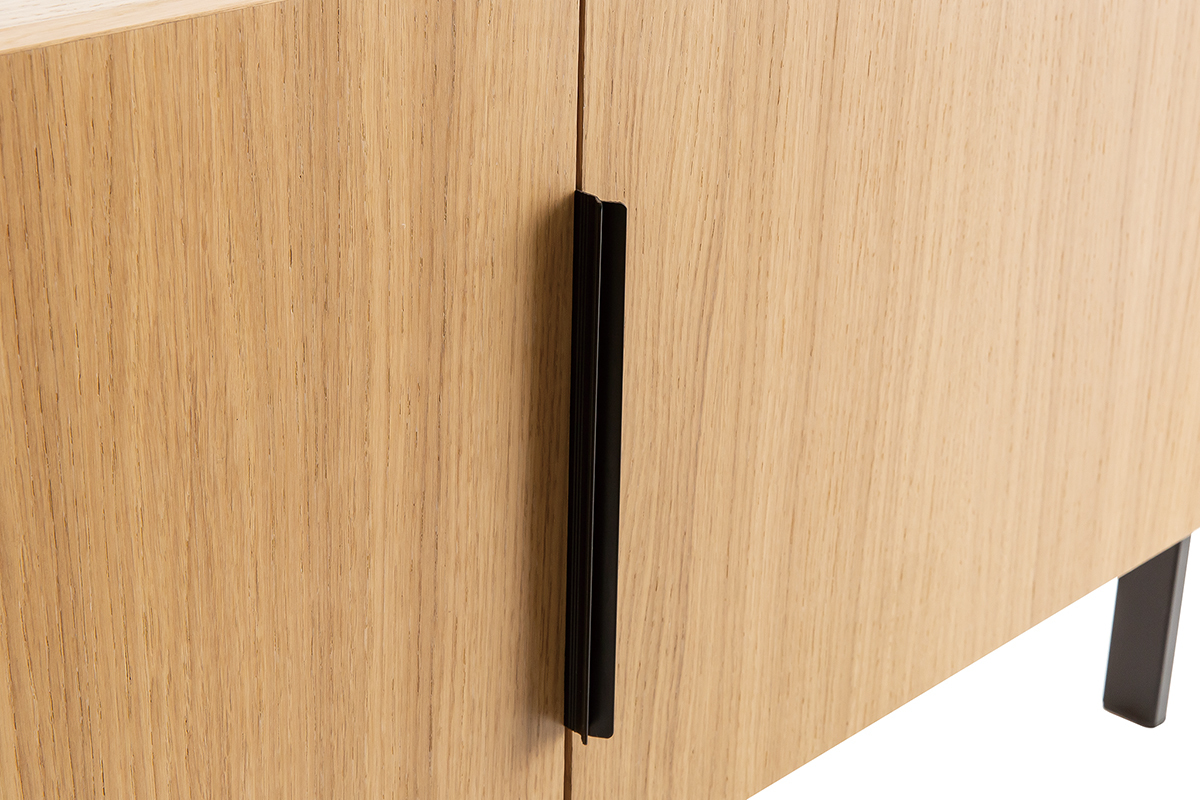 Libreria impiallacciatura rovere base metallo nero SILKA