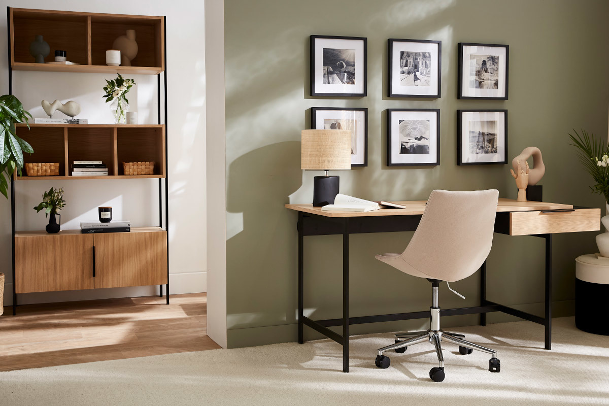 Libreria impiallacciatura rovere base metallo nero SILKA