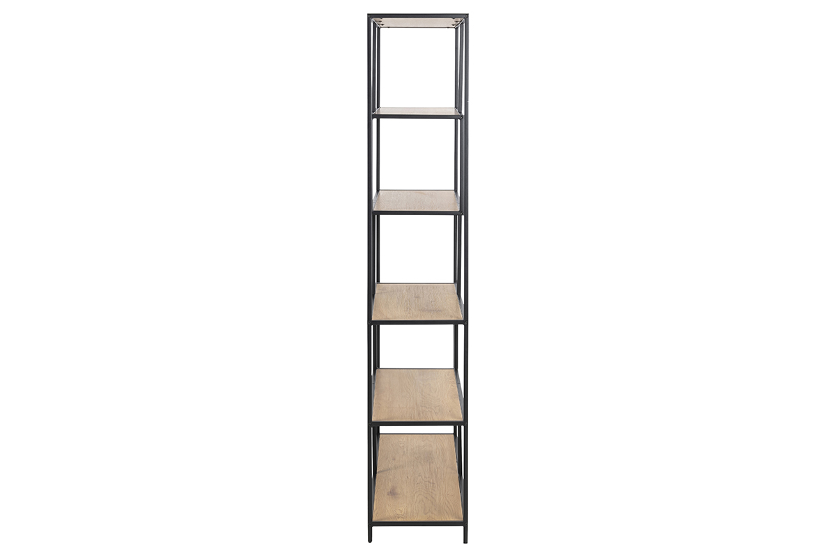 Libreria industriale metallo nero e legno L114 cm TRESCA