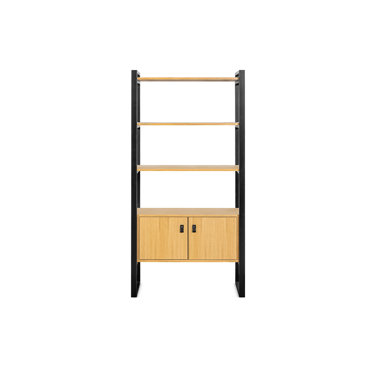 Libreria legno chiaro rovere e metallo nero H195 cm OPAL