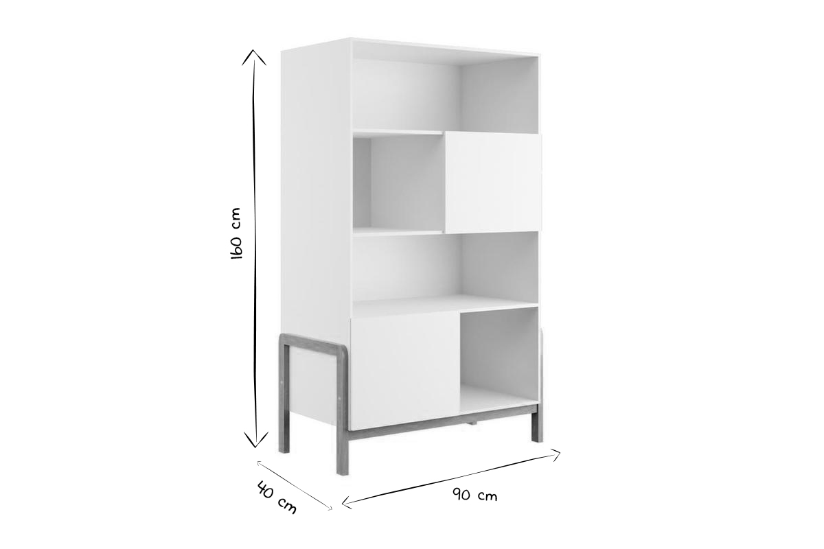 Libreria scandinava bambino bianco opaco e rovere H160 cm CELESTINE