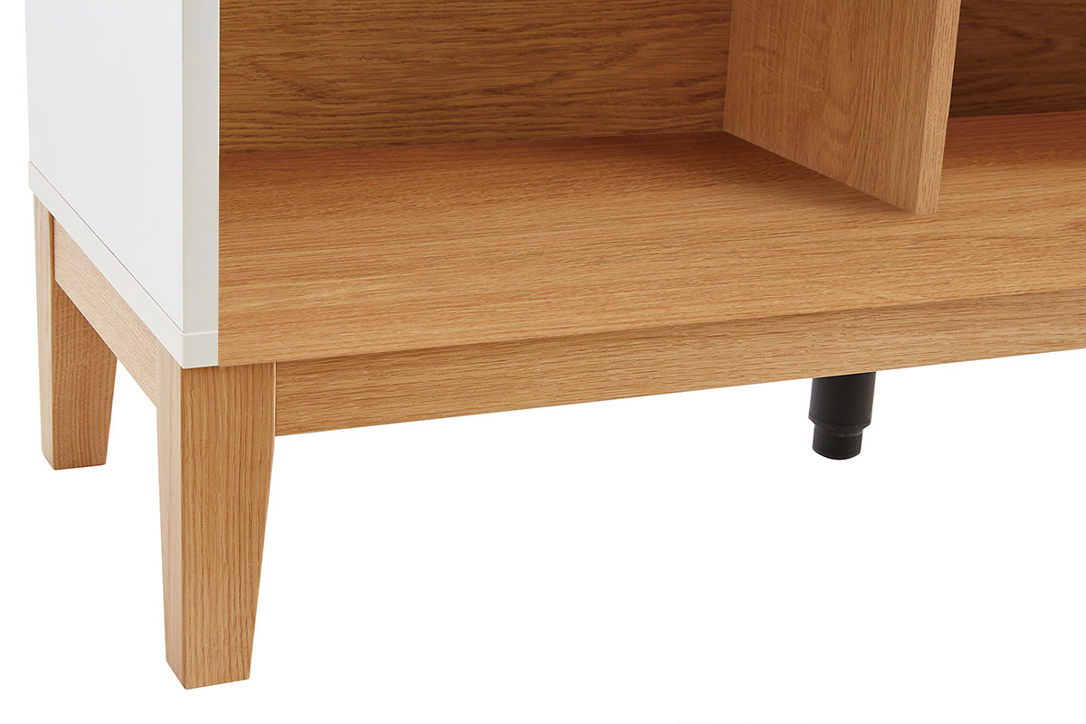 Libreria scandinava in legno chiaro rovere e bianco L90 cm ABEL