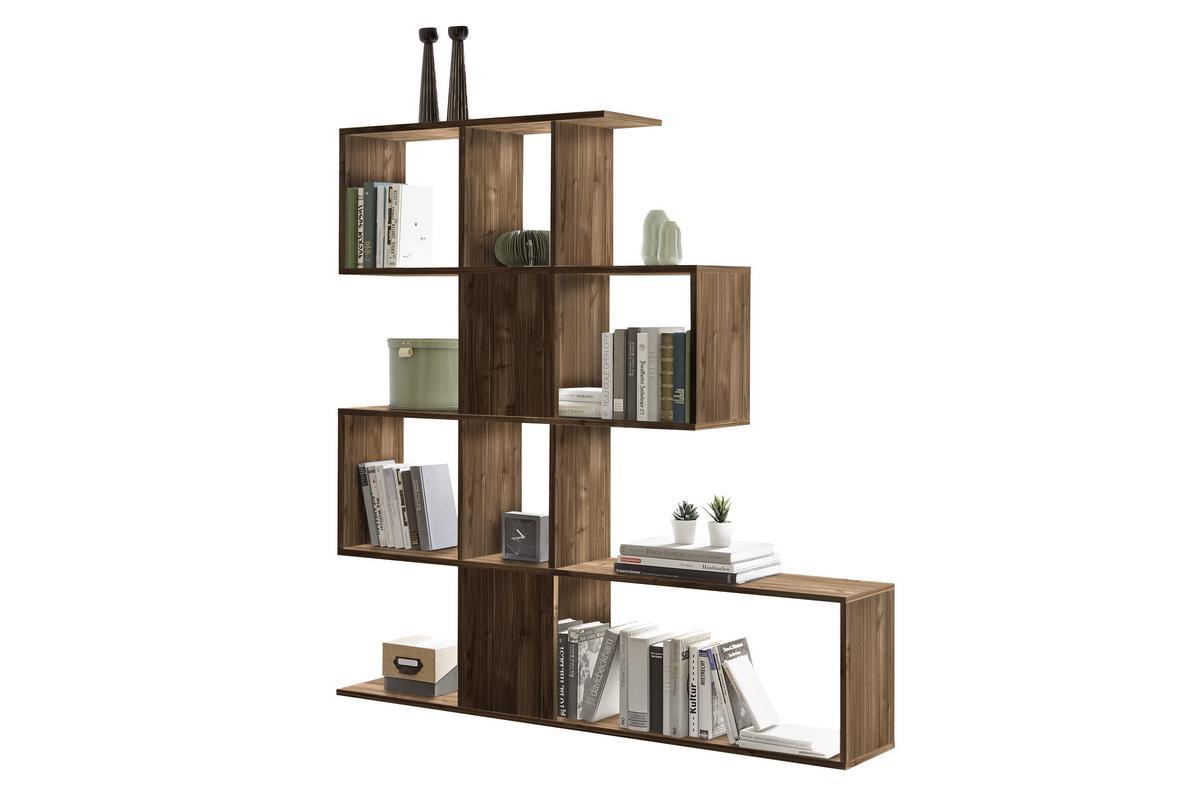 Libreria scandinava mobile divisorio design finitura noce H147 cm COMO