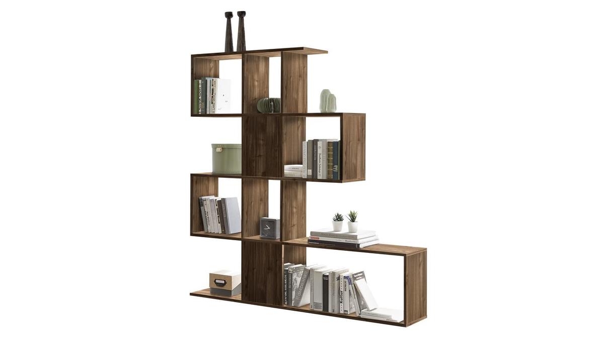 Libreria scandinava mobile divisorio design finitura noce H147 cm COMO