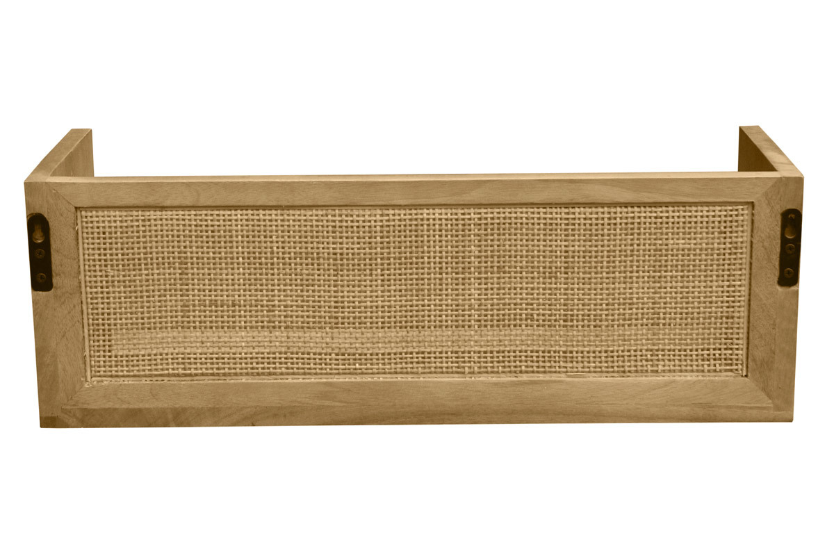 Mensola da parete in legno massello di mango e motivo a intreccio rattan L60 cm ACANGE