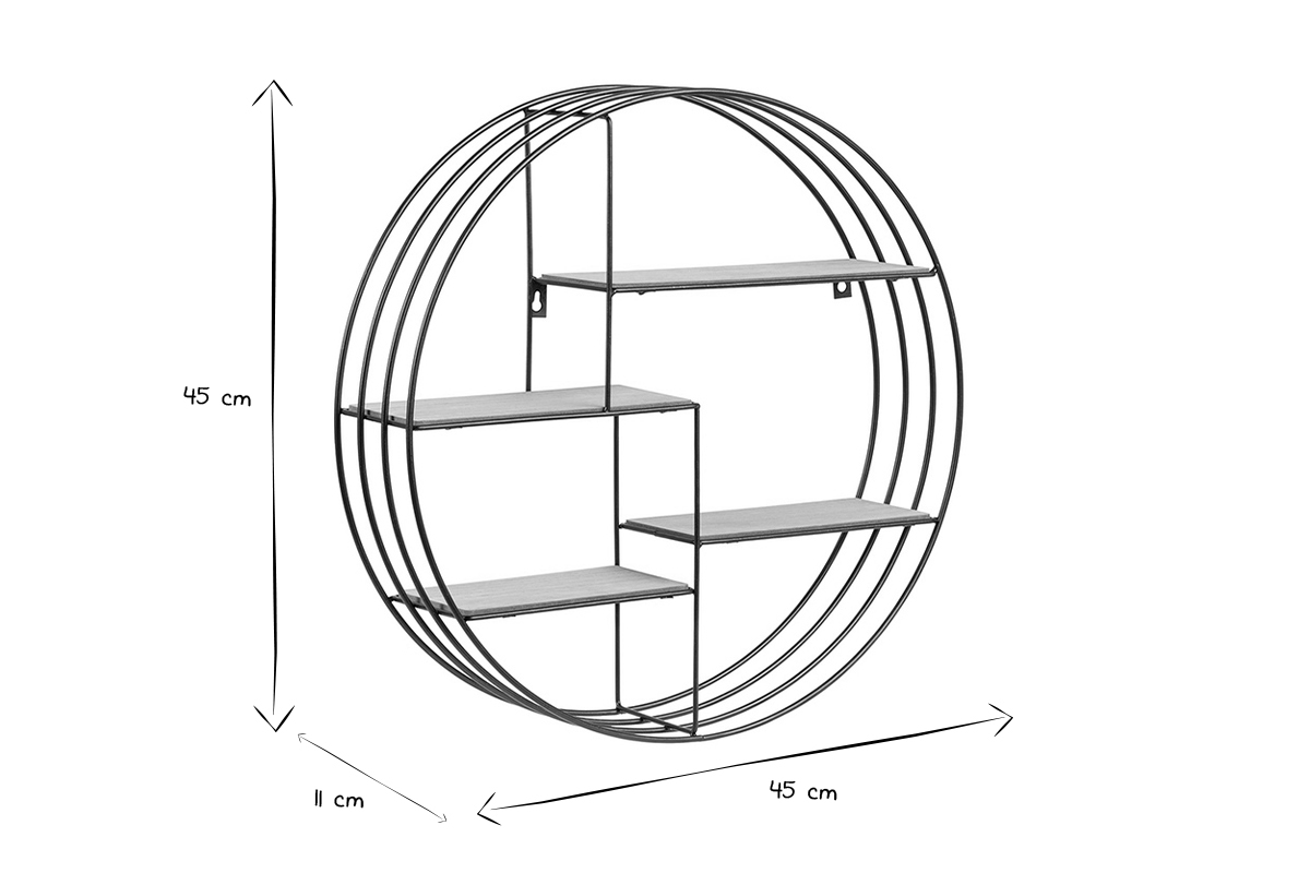 Mensola murale design rotonda legno e metallo ENSO