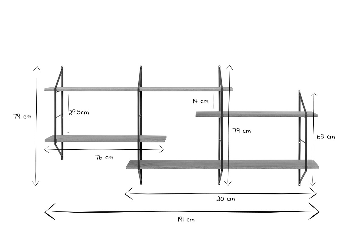 Mensola murale XL legno BRIDGE