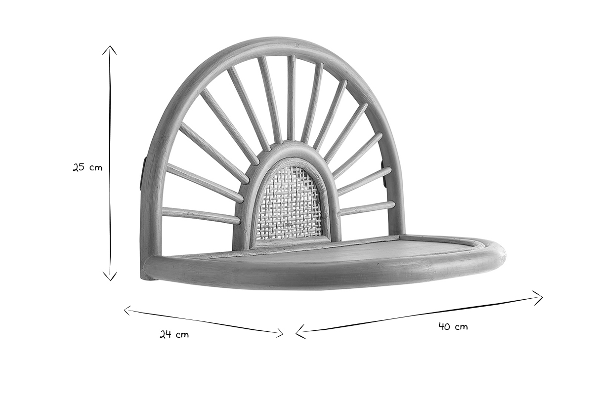 Mensole da parete in rattan naturale e motivo a intreccio L40 cm (set di 2) BOW