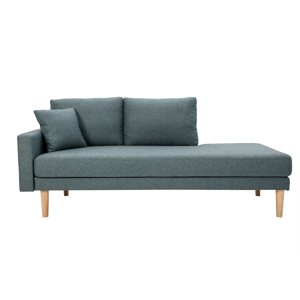 Meridiana scandinava in tessuto grigio-verde e legno massello chiaro L190 cm BERTILLE