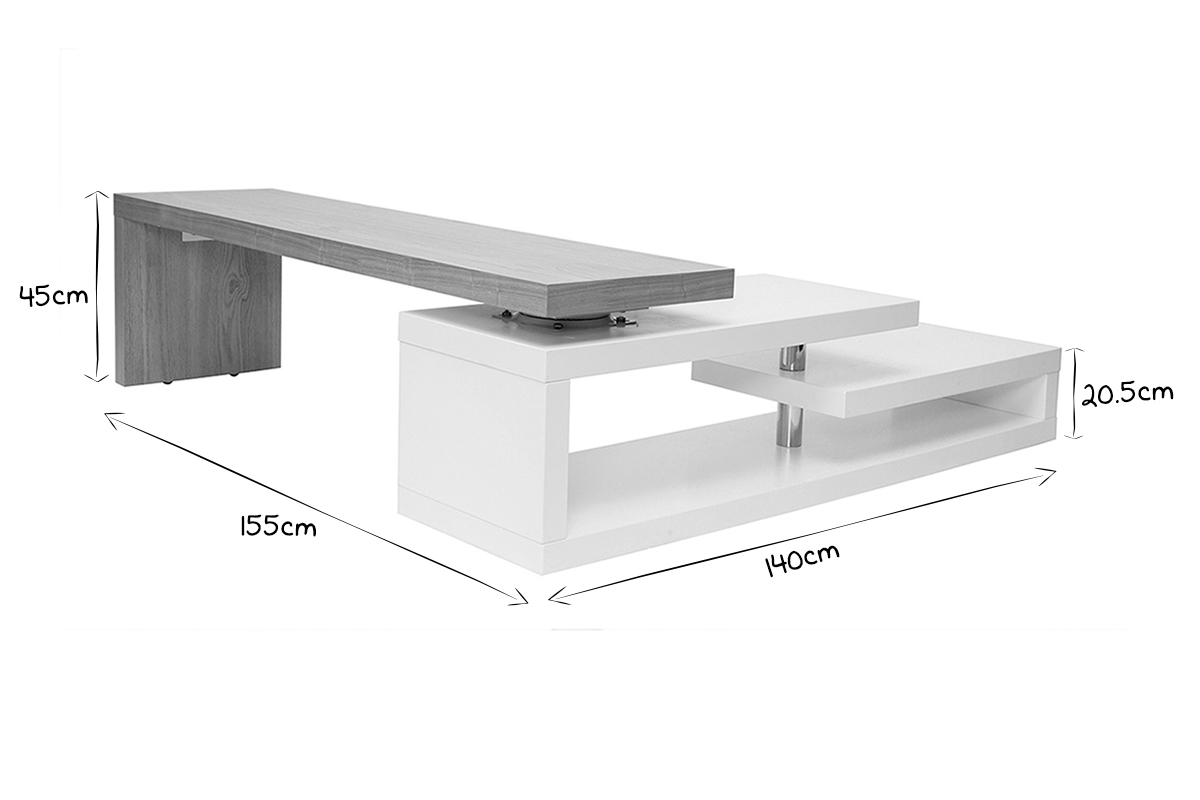 Mobile TV design componibile bianco e legno MAX