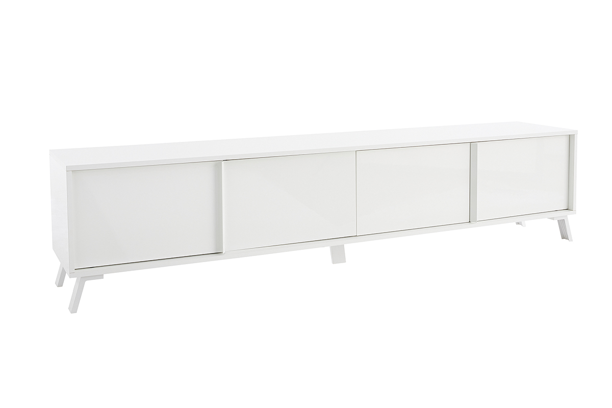 Mobile TV design finitura bianco lucido L205 cm NEMA